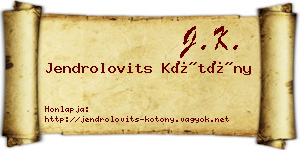 Jendrolovits Kötöny névjegykártya